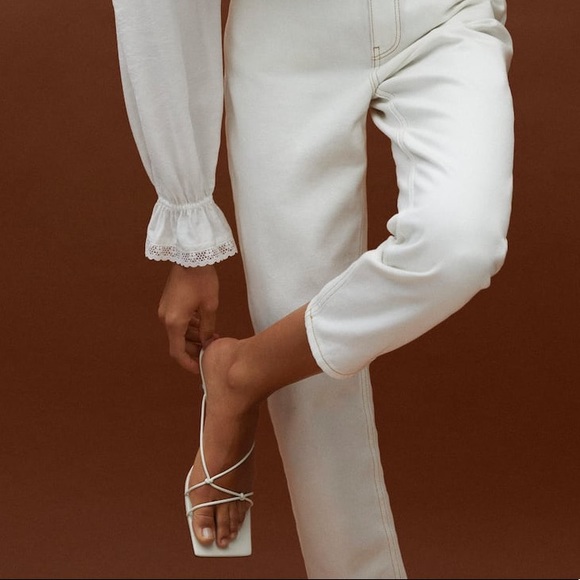 NWOT Mango Knots Heel Sandals in White - Picture 4 of 8